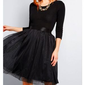 Black, knit and tulle ballerina style dress